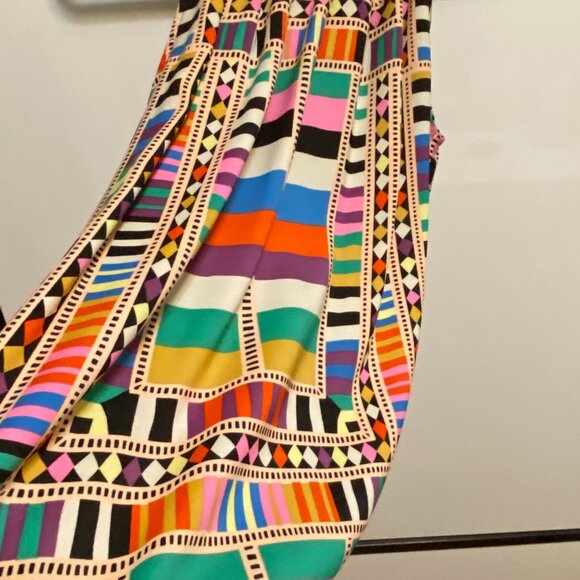 Designer Super Colorful African-Vibe Print Silk Tank with Spagetti Strap - Picture 3 of 16